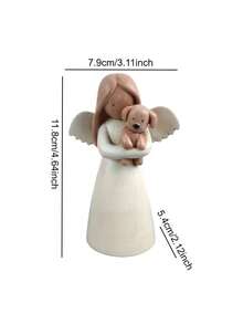 1pc Nursery Bedside Decor, Baby Themed Party Living Room Decoration Small Ornament, Bedroom Elegant Decoration Angel Hugging Puppy Craft, Baby Themed Event Tabletop Elegant Ornament - Multicolor - View 7