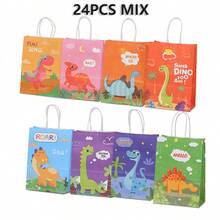 8/16/24pcs Random Dinosaur Pattern Gift Bags, Suitable For Party Birthday Gift Bags, Kraft Paper Bags, Souvenirs Bags, Holiday Gift Bags, Souvenir Packaging - Multicolor - View 15