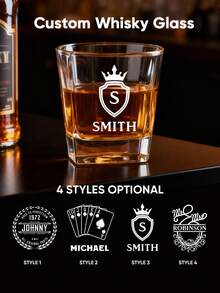 1pc/Set Custom Logo Whiskey Glass, Custom Glass, Custom Photo Whiskey Tumbler Glass,Glassware With Photo, Custom Gift, Personalized Photo Whiskey Set, Personalized Whiskey Glassware, Whiskey Tumbler With Photo - Style 3 - View 5