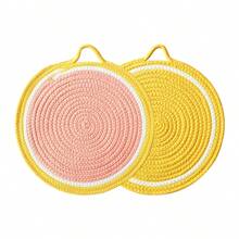 2pcs/Set Round 11.81inch(30cm) Cute Fruit Shaped Heat Insulation Placemats, Thick Woven Rope Braided Insulation Mats, Suitable For Plates, Pots, Potted Plants