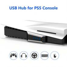 Topwolf USB Hub For P5, 5-In-1 USB Port Expander Compatible With P5/P5 SLIM/P5 PRO Console - Black and White - View 5