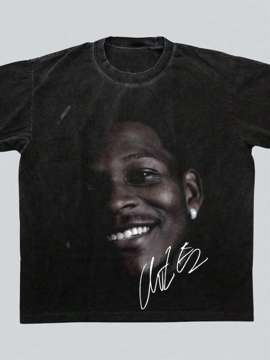 Inspired By Anthony Edwards Halftone Png Design Basketball T-Shirt For Fans Black Tee - màu đen - Xem 1