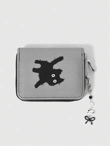 Gothic Gray Background Black Cat Bow Design Cute & Versatile Card Holder Wallet For Women Wallet Mini Wallet Purse Wallet Small Wallet Cute Wallet Cute Stuff Money Wallet - Multicolor - View 2