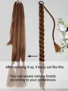 18-30 Inch Braided Ponytail Hair Extensions, Natural Soft Synthetic Hair Piece, Suitable For Holiday Cosplay And Daily Wear - Linen Gold - View 10