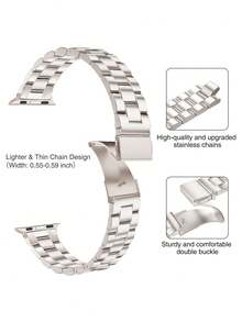 2条表带+手表保护壳套装，14毫米宽不锈钢可拆卸表带+PC硬质全保护表壳（含屏幕保护膜），兼容 Ultra 3/2/1/SE/S11/10/S9/8/7/6/5/4/3/2/1系列，尺寸38毫米、40毫米、41毫米、42毫米、44毫米、45毫米、49毫米 - 星光色 - 查看 9