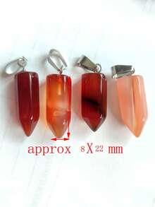 5pcs/10pcs/20pcs/50pcs Approx 22x8mm Natural Stone Carnelian Red Agate Bullet Single Quartz Point Hexagonal Column Pendant European And American Popular Energy DIY Charms Necklace Jewelry - Single-pointed Hexagonal Prism Pendant - View 1