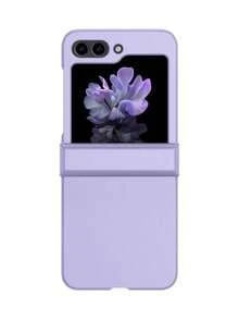 1個純色PC折疊手機殼，防護防摔適用於：SamsungGalaxy Zflip 3/Zflip 4/Zflip 5/Zflip 6/Zflip 7/Zflip 8/ Find N3 Flip/ Find N2 Flip/ Razr 50 Ultra/ Razr 40 Ultra/ Razr 40/ Razr 50/ X Flip - 淡紫色 - 查看 3