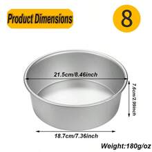 1 件/3 件厚 4/6/8/10 英寸圆形实心底座烘焙蛋糕模具盘，阳极氧化铝，适用于自制戚风蛋糕，不粘表面可涂油脂以增加脱模难度 - 陽極固底模具 - 查看 16