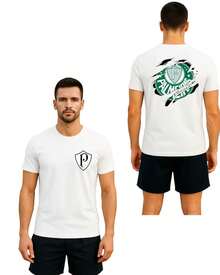 Camiseta Palmeiras Camiseta Masculina Camiseta Esporte Blusa Palmeiras 100% Algodão - Branco - Visão 2