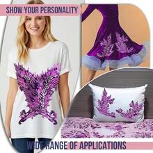 [Free Shipping]Silvora Pair Embroidery Phoenix Costume Sequin Appliques Patches, Peacock Feather Tail Applique Embellishments For Dance Dresses,Clothes,T-Shirt,Neckline Bodice Pants (Purple) - 紫色 - 查看 7