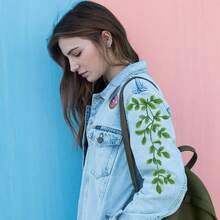 4 Pairs Green Lace Forest Leaves Vine Applique Patches Leaf Sewing Embroidery Applique Bohemian Shoulder Collar Embellishment Decorative Patches For Clothing Bags DIY Accessory Craft - Green - 查看 6