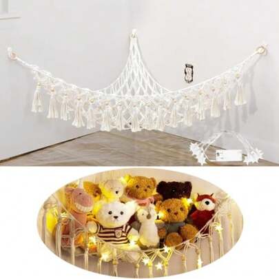 CYPNAlmacenamiento de Juguetes de Peluche Gran Hamaca Juguete para Colgar Animales de Peluche con Luces LED Organizador Soporte de animales de peluche para El Dormitorio Sala de Juegos EsquinasFashion