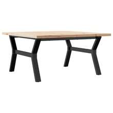 vidaXL Mesa basse cadre en Y 90x90x45,5 cm madera de pino macizo y acero - Marrón - Ver 6