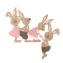 1pc Wooden Easter Decorative Plaque, Party Wreath Decor, Perfect Holiday Gift, Home Decor, Easter Painted Rabbit Wooden Craft Home Decoration Wall Hanging, Easter Bunny Party Tabletop Decor, Decorative Sign And Plaque, Spring Decor, Easter Decoration - Multicolor - View 7