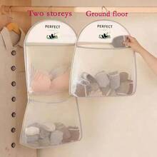 1 pieza Organizador de armario colgante de múltiples capas, estantería de almacenamiento colgante multifuncional diseñada para calcetines y ropa interior - Viene con bolsillos de malla de almacenamiento separados, estantería de armario montada en la pared, adecuada para el dormitorio - Multicolor - Ver 13