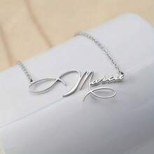 Stainless Steel Customized Gold Artistic Font Style Name Necklace Fashionable And Elegant Handwriting Style Personalized Private Custom Nameplate Pendant Necklace Women's Charm Jewelry Valentine's Day Gift - Multicolor 4 - View 9