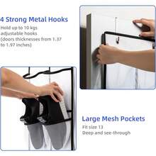 Over-The-Door Shoe Organizer Storage Bag, 14/24-Pocket Non-Woven Fabric Shoe Rack For Entryway, Closet, Or Hallway, Space-Saving Hanging Shoe Holder With Durable Hooks, Ideal For Home, Apartment, Or Dorm Use, Keeps Shoes Neat And Organized, Easy To Install And Remove, Perfect For Sneakers, Boots, And Slippers - Multicolor - View 7