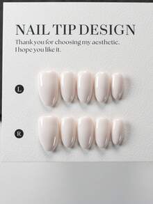 10片法式尖头美甲贴纸，手工美甲套装，优雅纯白和豹纹美甲贴纸，甜美少女美甲，短杏仁形，高端美白氛围，可重复使用的手工假指甲，附赠1个迷你指甲锉和1个自粘标签美甲用品 - 彩色 - 查看 15
