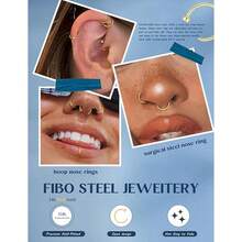 5 piezas Anillos para la nariz, Pendientes para la nariz, Aros para la nariz de acero inoxidable de 18G-22G para mujeres, Joyería de perforación corporal - Como se muestra en la imagen - Ver 4