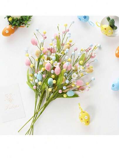 1pc Easter Egg Foam Stem, Easter Tabletop Vase Decor Insert, DIY Floral Bouquet Stem Filler, Suitable For Holiday And Home Decor