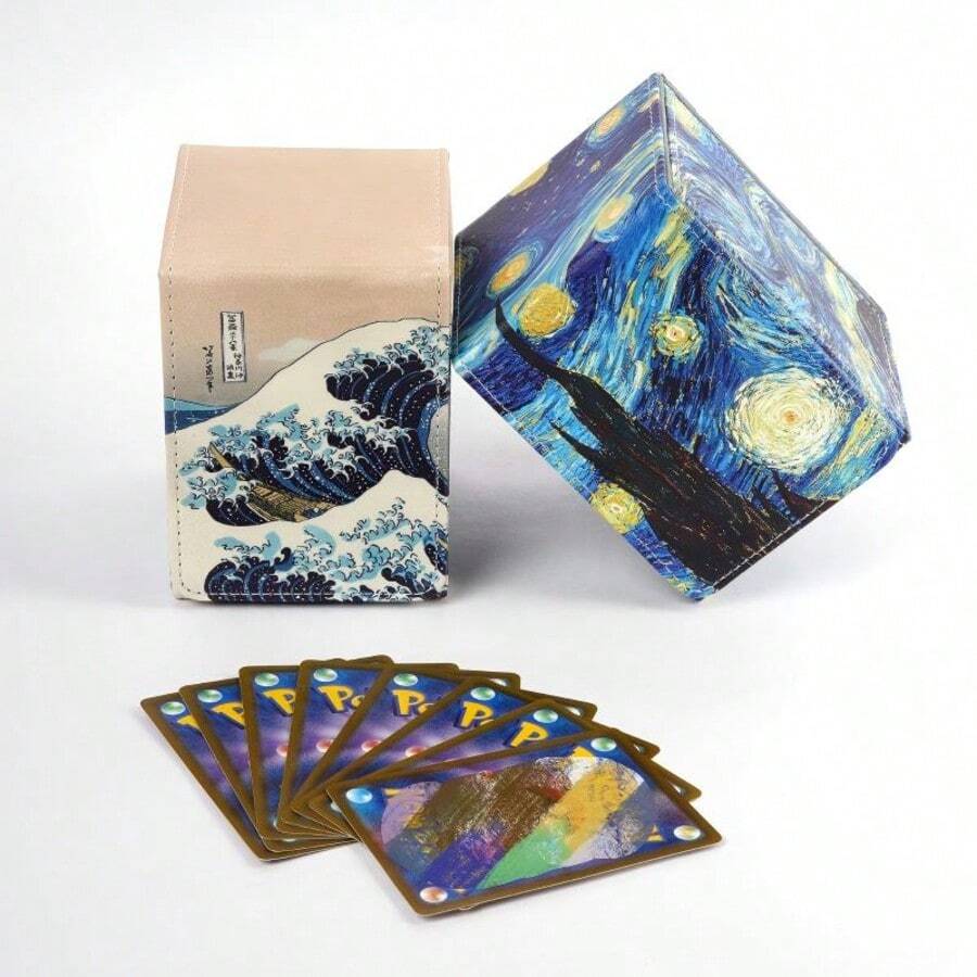可容纳100张以上单层卡套的MTG卡盒,磁扣闭合,PU皮革材质,适用于TCG/CCG卡牌收纳 - 彩色 - 查看 1