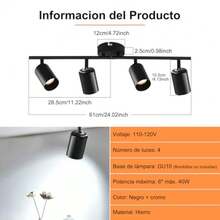 CYPNKit de Iluminación de Riel Led Foco de Techo de 4 Vías con Acabado Cabezales de Luz Giratorios Flexibles Las Bombillas No Están Incluidas 4PCS NegroFashion - 225746772 - Ver 3