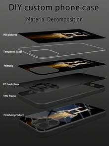 1pc Customized Name, Luxury Rhinestone Crown Pattern Liquid TPU Full Edge + Tempered Glass Shockproof Anti-Scratch Phone Case Compatible With Apple 17 ProMax/16 ProMax/15 Pro/14 Plus/13 Pro/12 Pro Max/11/Xs Max/8/7/6 Plus, S24 Ultra/S25 Ultra, Redmi/ Phones - Black - View 5