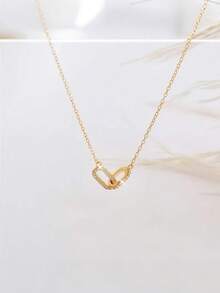 1 Pc Geometric Minimalist Necklace Versatile Gold Plated Zirconia Women Jewelry Daily Travel Wedding Engagement Matching Valentine's Day New Year Gift For Wife Girlfriend Lover - Necklace - View 4