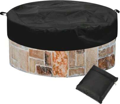 Outdoor Fire Pit Cover Round For In Ground Firepit, 57 Inch Patio Built In Fire Pit Cover Heavy Duty Gas Fire Pit Table Cover Oxford Cloth Rain Snow And Wind Protection Cover