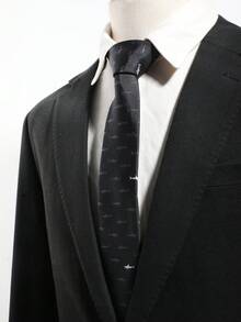 1pc Men's Casual Cute Shark Print Black Skinny Tie, Suitable For Party, Street, Business, Casual, Daily, School Outfit - Multicolor - View 6