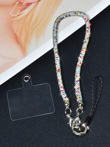 Luxury Crystal Lanyard Long Strap, Bling Bling Crossbody Phone Charm Chain, Fashionable Handbag Shoulder Strap, High-End