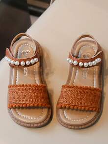 Kids/Teens Studded Flat Sandals, Comfortable Non-Slip Soft Sole - Brown - View 1