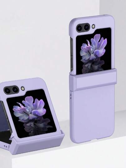 1pc Solid Color PC Foldable Phone Case, Protecting And Preventing Falls For:SamsungGalaxy Zflip 3/Zflip 4/Zflip 5/Zflip 6/Zflip 7/ Find N3 Flip/ Find N2 Flip/ Razr 50 Ultra/ Razr 40 Ultra/ Razr 40/ Razr 50/ X Flip