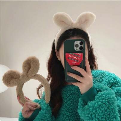 Soft Plush Rabbit Ear Headband With Fluffy Ears - Cute Kawaii Hair Accessory, Suitable For Winter Warmth, Theme Parties, Easter And Daily Use (Comfortable Ear Headpiece, Fits Regular Hair)