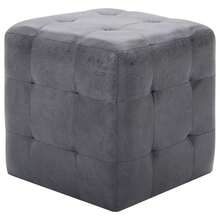 vidaXL 2 pz Comodini Gris 30x30x30 cm Similicuir daim - Grigio - Visualizzare 2