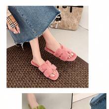 Women's Fashionable Fluffy Slippers, Versatile Casual Flat Warm Slippers, 2026 New Comfortable Flat Slippers - Pink - View 5