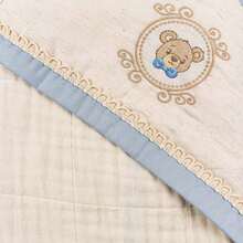 Baby Joy Toalha Soft com Capuz de Canto Bordado e Ponto Curva 80cm x 80cm - Urso Azul - Visão 4