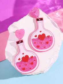 1 Đôi bông tai hình chai trái tim màu hồng thời trang, tinh tế, quyến rũ, quà tặng trang sức dành cho phụ nữ nhân dịp Ngày Valentine. - Nhiều màu - Xem 6