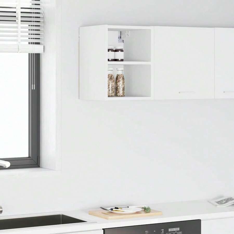 vidaXL Armoire suspendue Blanc 30 x 29,5 x 40 cm Bois d'ingénierie - Blanc - Voir 1