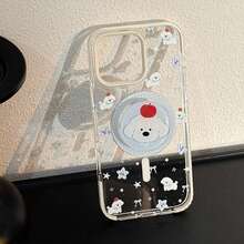 GUCADI 1pc Magnetic Transparent Cartoon Animal Holder Acrylic Anti-Drop Hard Phone Case, High-End Personalized Design Suitable Compatible With Apple Phones - Multicolor - View 8