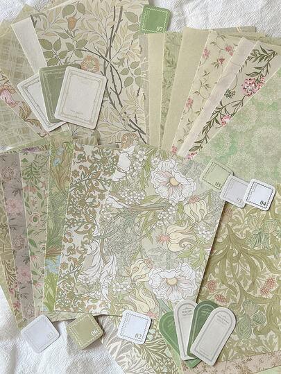 40pcs Vintage Floral & Countryside Themed Scrapbooking Papers, Retro DIY Decorative Craft Papers, Holiday Gifts, Handmade Collage Materials, Personalized Scrapbook Planning & Creative School Supplies