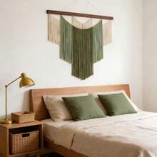 1件套流苏编织壁挂，波西米亚风格装饰挂毯，手工木板编织墙饰，背景墙，床头板装饰 - 如圖 - 查看 1