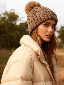 Women's Rhombus Pattern Casual Acrylic Knit Hat, Autumn/Winter - 1pc - View 9