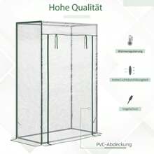 Greenhouse, Hothouse, Tomato House, Cold Frame With Roll-Up Door, Steel And Plastic, Transparent, 100x50x150cm
