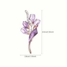 Elegant Purple Flower Brooch For Dresses, Shirts, Suits, Evening Gowns, Sweaters, Scarves, Shawls, Coats, And Hats; A Simple And Stylish Accessory. - 紫色 - 查看 3