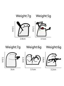 5pcs Cartoon Character Enamel Pins, Cute Lapel Pins, Decorative Pins For Backpack, Gift For Friends - Black and White - View 3