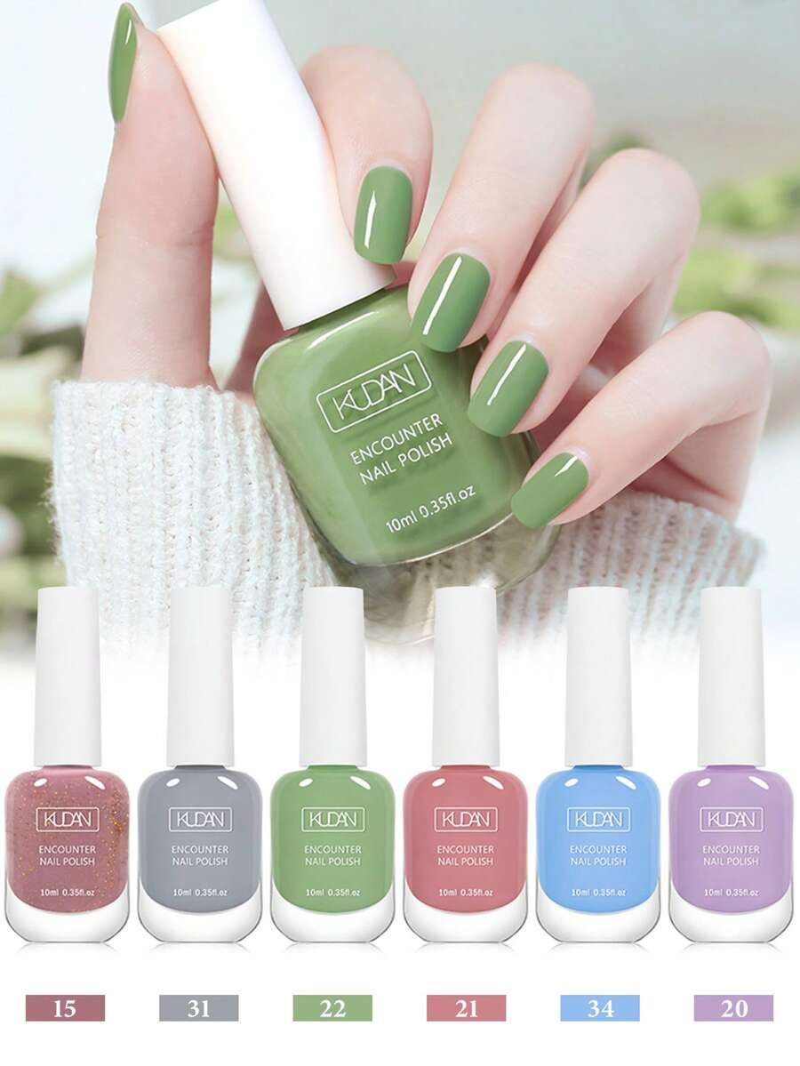 Set Of 6 Glass Bottles Of Water-Based Peelable Nail Polish 10ml Macaron Collection, Easy Quick-Dry -Off Nail Polish, Air-Dry Nail Art Varnish, Ideal For Home Salon In Summer And Spring - 彩色 - 查看 1