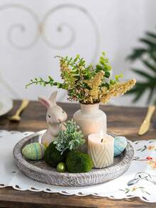 1 szt. Okrągła dekoracyjna taca, idealna do dekoracji stołu w stylu rustykalnym, stolika kawowego, wystroju kuchni, podnóżka do przechowywania i eksponowania, salonu, sypialni, przedpokoju, na stół, świetny prezent dla przyjaciółek, sióstr, córek, matek