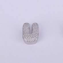  1pc New Silver Color Cubic Zirconia A-Z Initial Alphabet Charm Big Hole Beads,26 Alphabet Letter Pendant Jewelry Accessories - Silver - View 30