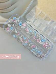12pcs Nail Art Soft Sculpture Decorations - Satin Bow Accessories Mix, Nail Jewelry Pearlescent Bow Ins Style Nails Nail Supplies - Multicolor - View 9